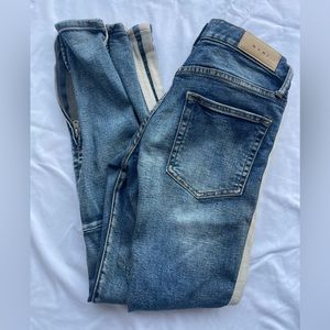 MNML LA White Striped Distressed Denim